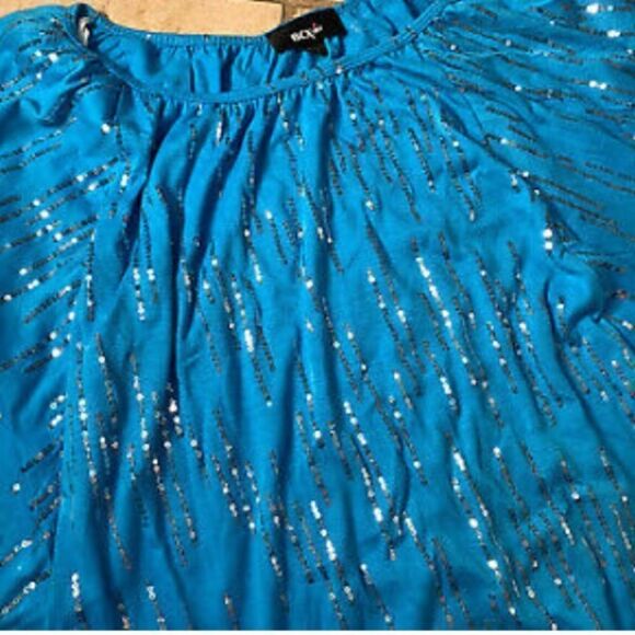BCX Girl Turquoise Sequined Top! - Picture 6 of 7